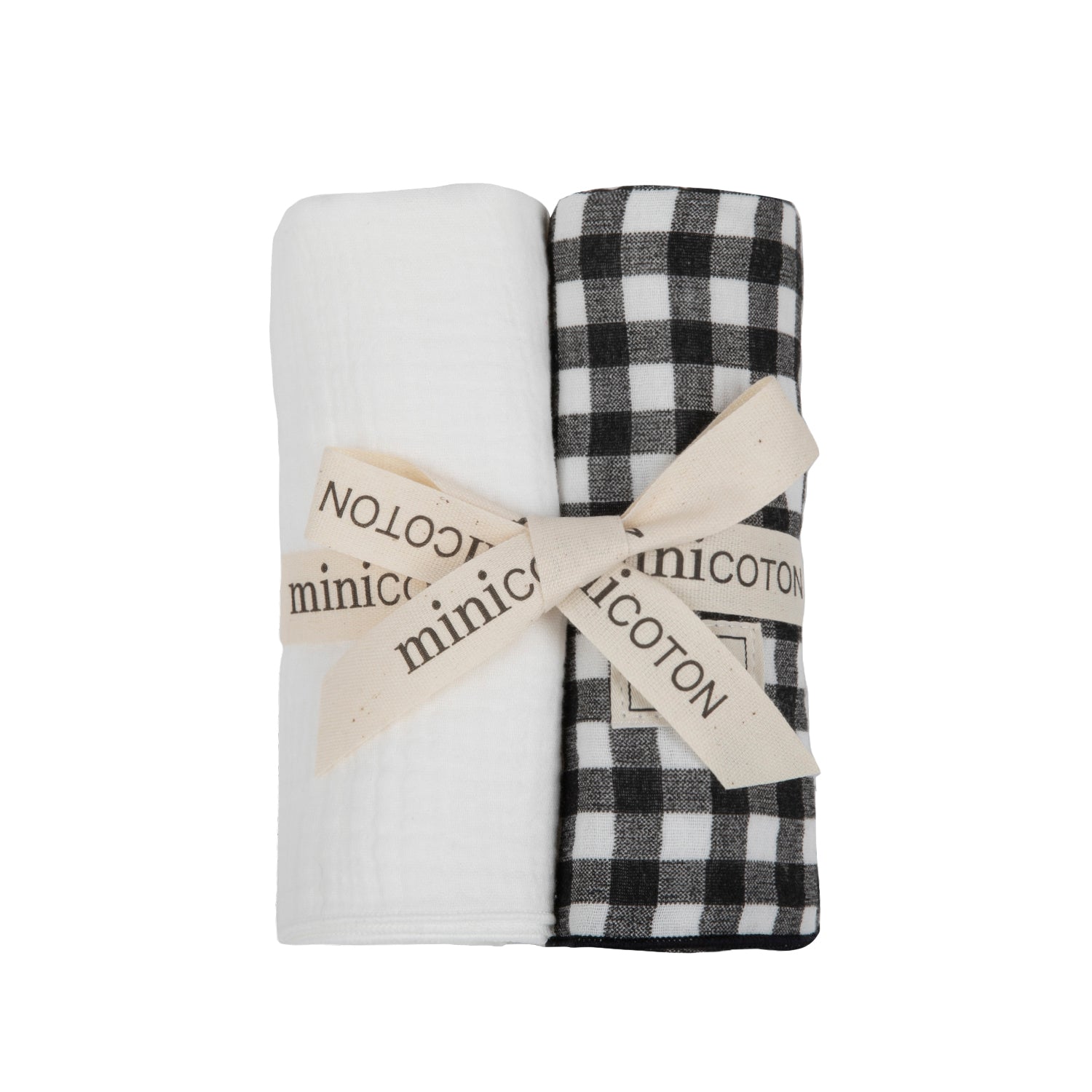 Pack Muselinas Vichy Negro+Blanco - Minicoton