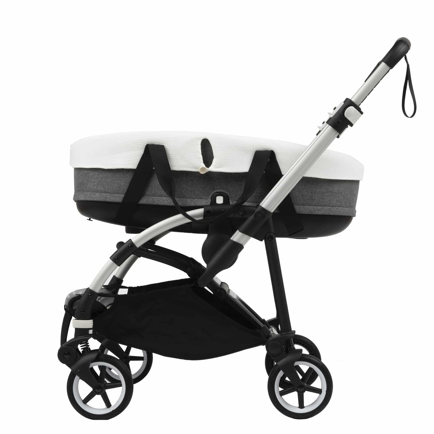 Carrycot Cover Bee Muslin White · Minicoton