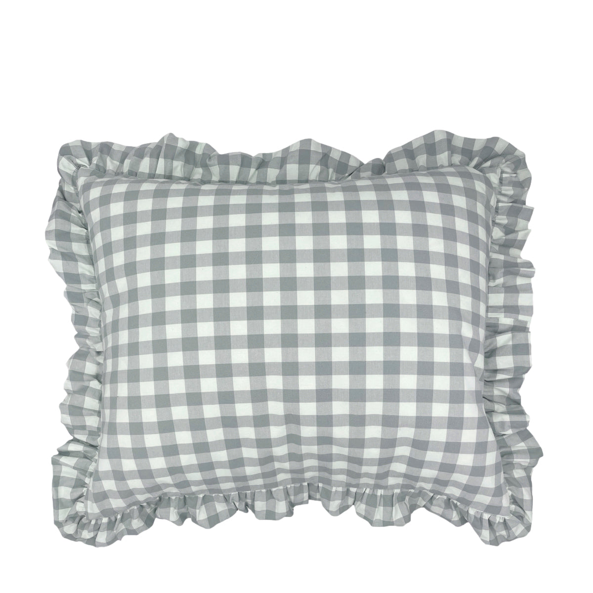 Cojín Ruffle Vichy Coton Blue Grey - Minicoton