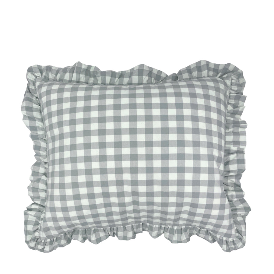 Cojín Ruffle Vichy Coton Blue Grey - Minicoton