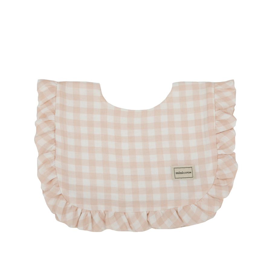 Babero Ruffle Bambula Vichy Rosa - Minicoton