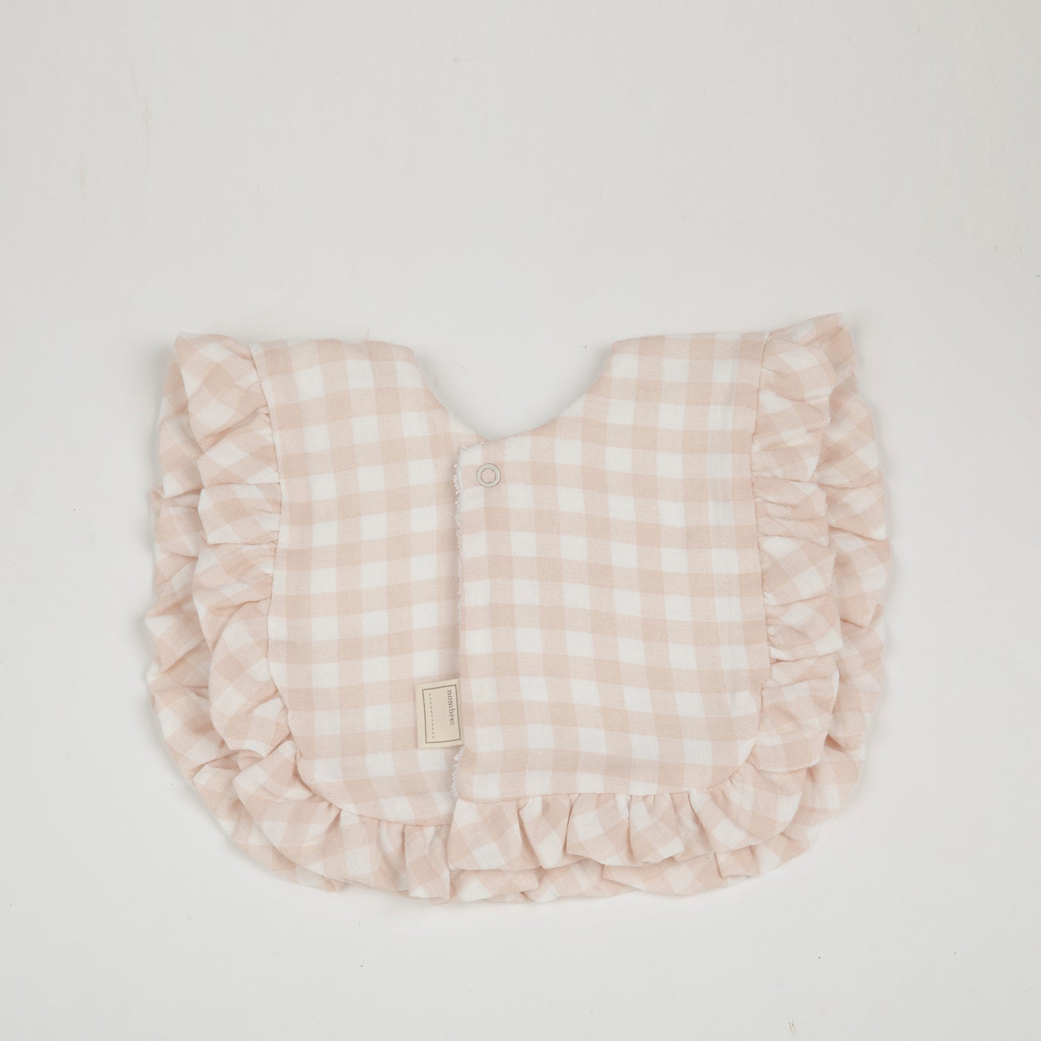 Babero Ruffle Bambula Vichy Rosa - Minicoton