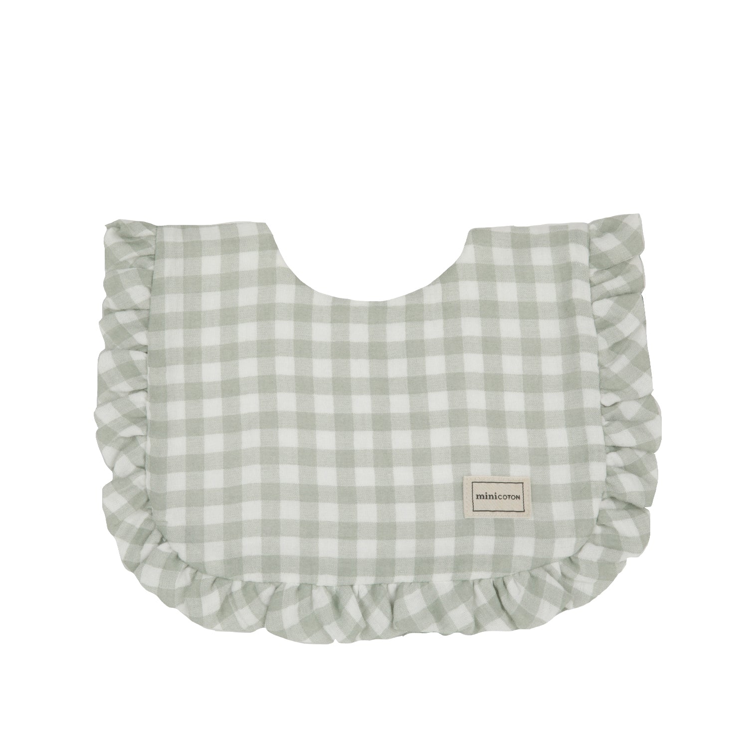 Babero Ruffle Bambula Vichy Musgo - Minicoton