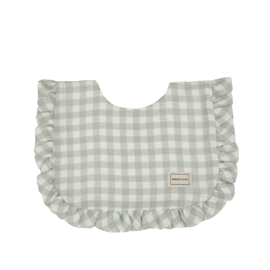 Babero Ruffle Bambula Vichy Musgo - Minicoton
