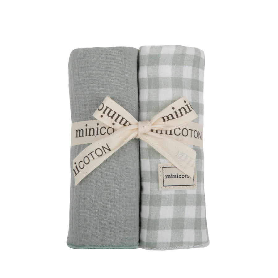 Pack Muselinas Bambula Vichy Musgo+Musgo - Minicoton
