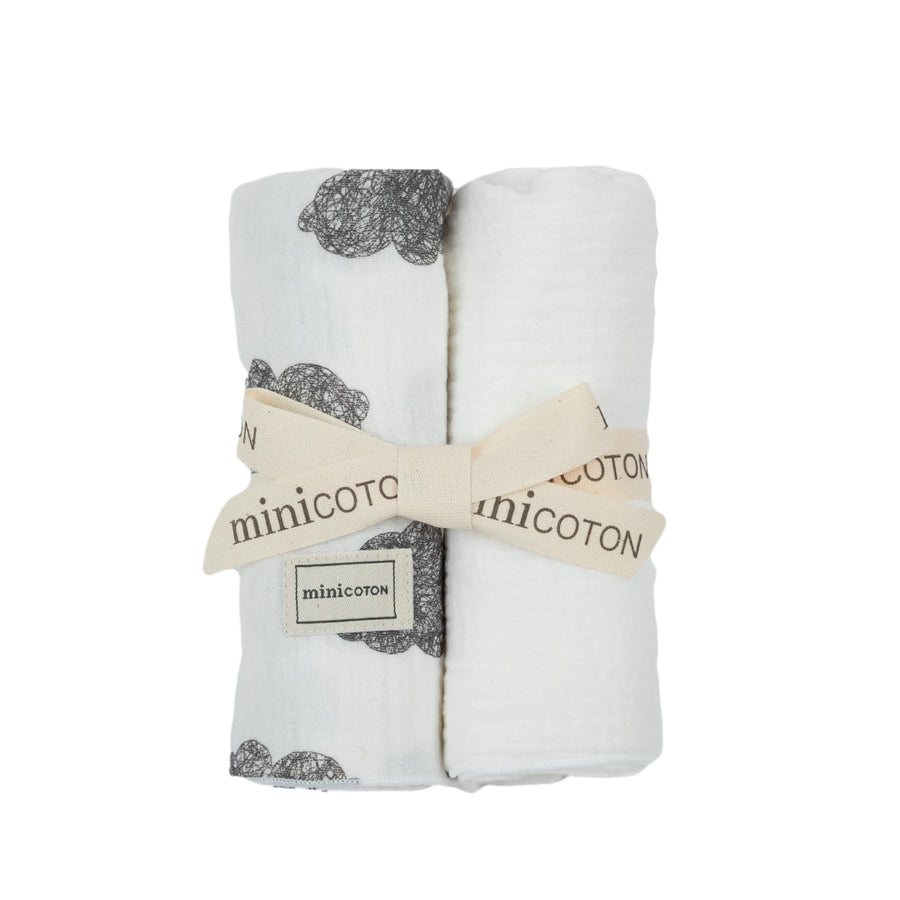 Pack Muselinas Nubes Blanco+Blanco - Minicoton