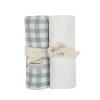 Pack Muselinas Vichy Dusty Blue - Minicoton
