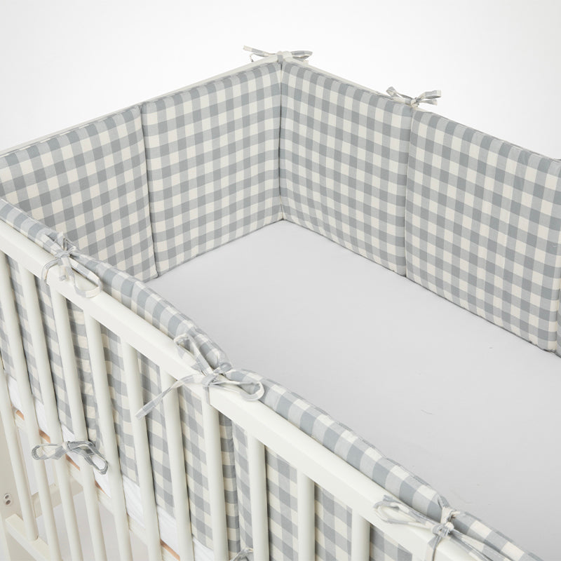 Protector Cuna Vichy Coton Blue Grey 140x70cm - Minicoton