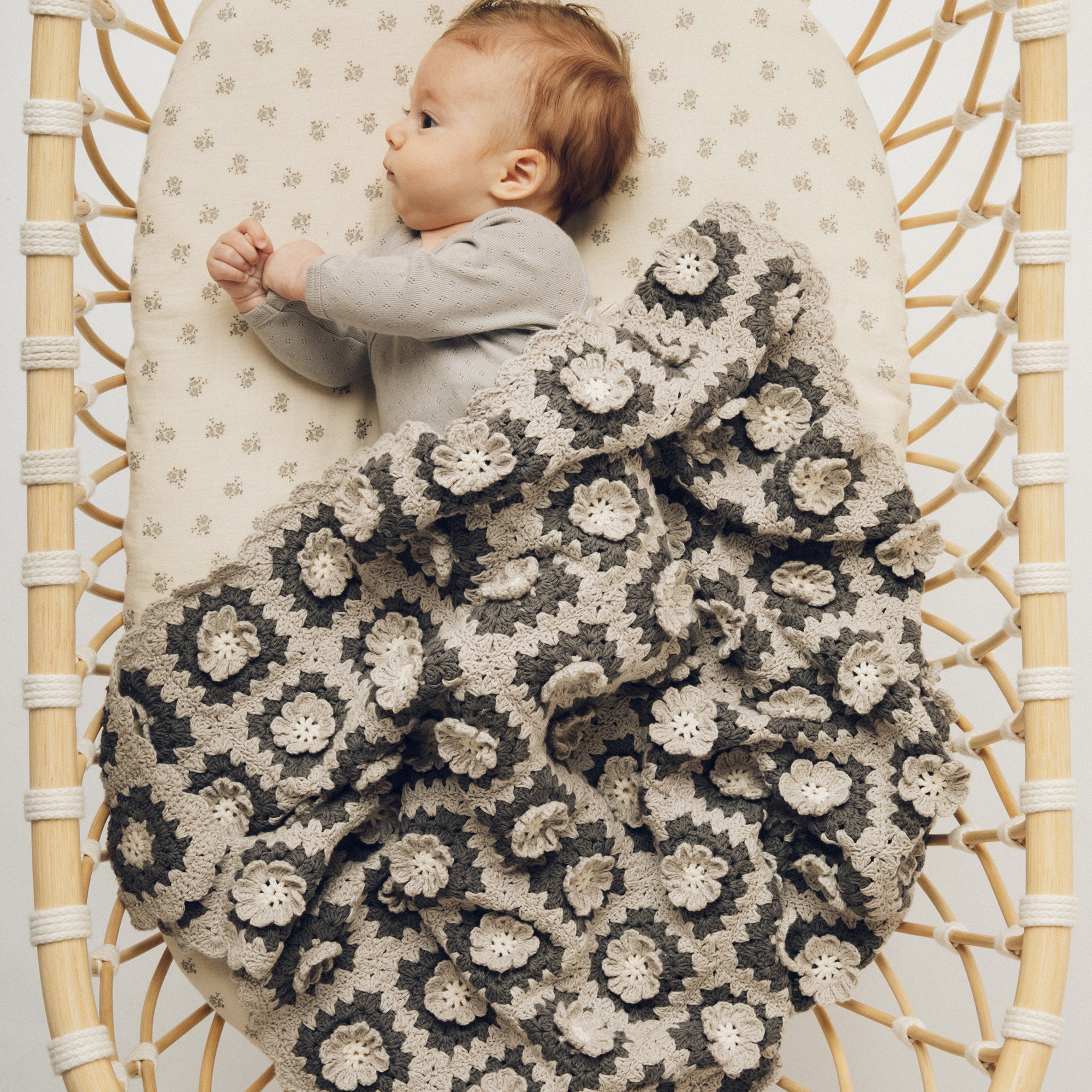 Manta Crochet Flower Blue - Minicoton