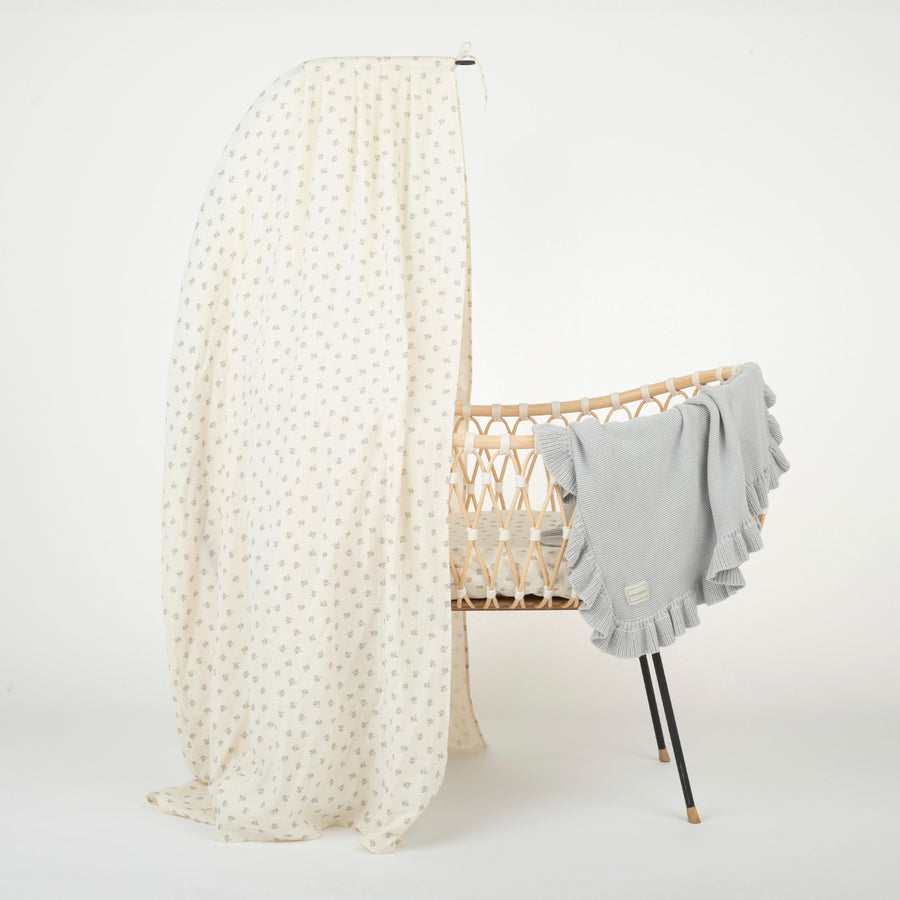 Emil Bassinet + Canopy Blossom Blue - Vegan - Minicoton