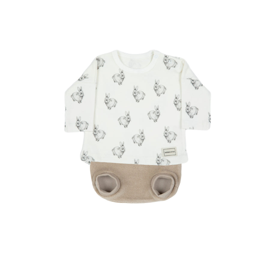 Set Welcome Culote Rabbit Blanco/Beige - Minicoton