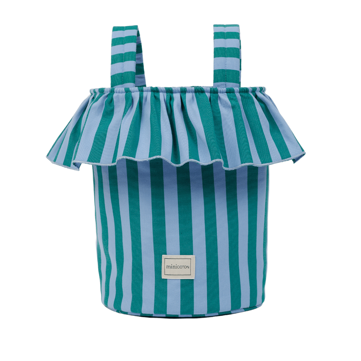 Basket Rayas - Green + Sky Blue - Minicoton