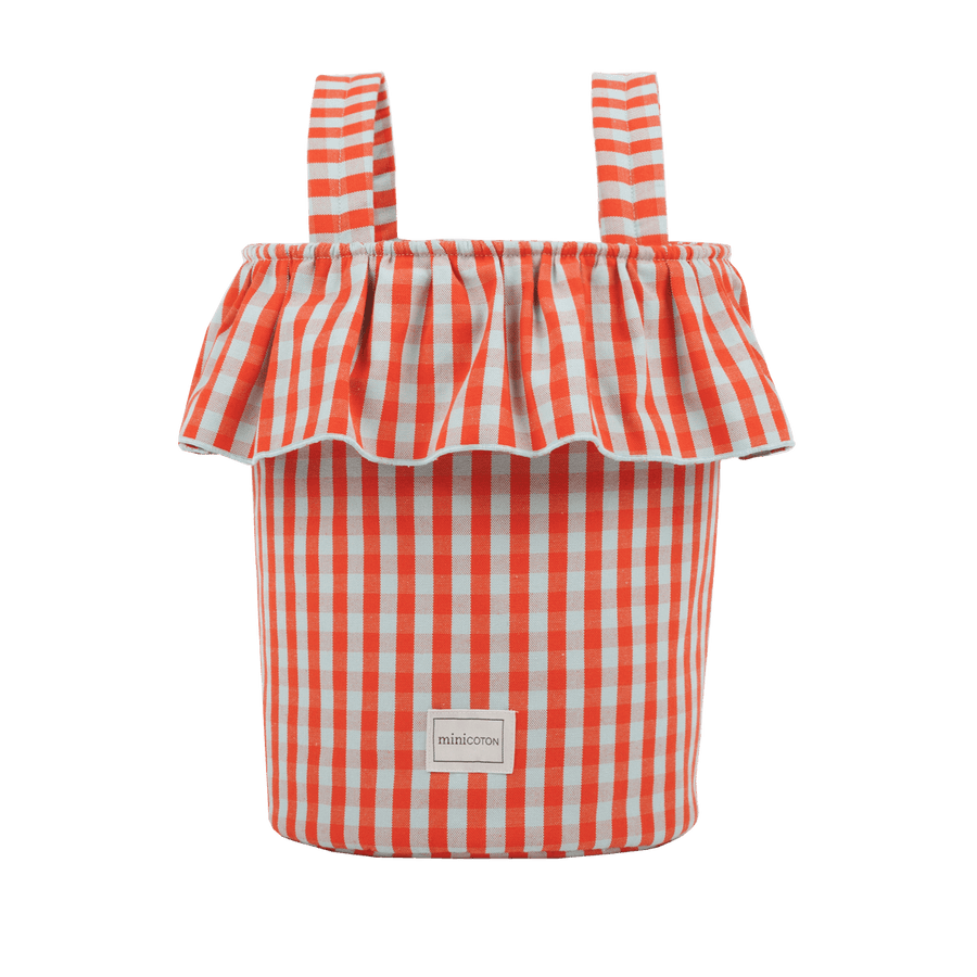 Basket Vichy - Coral + Aqua - Minicoton