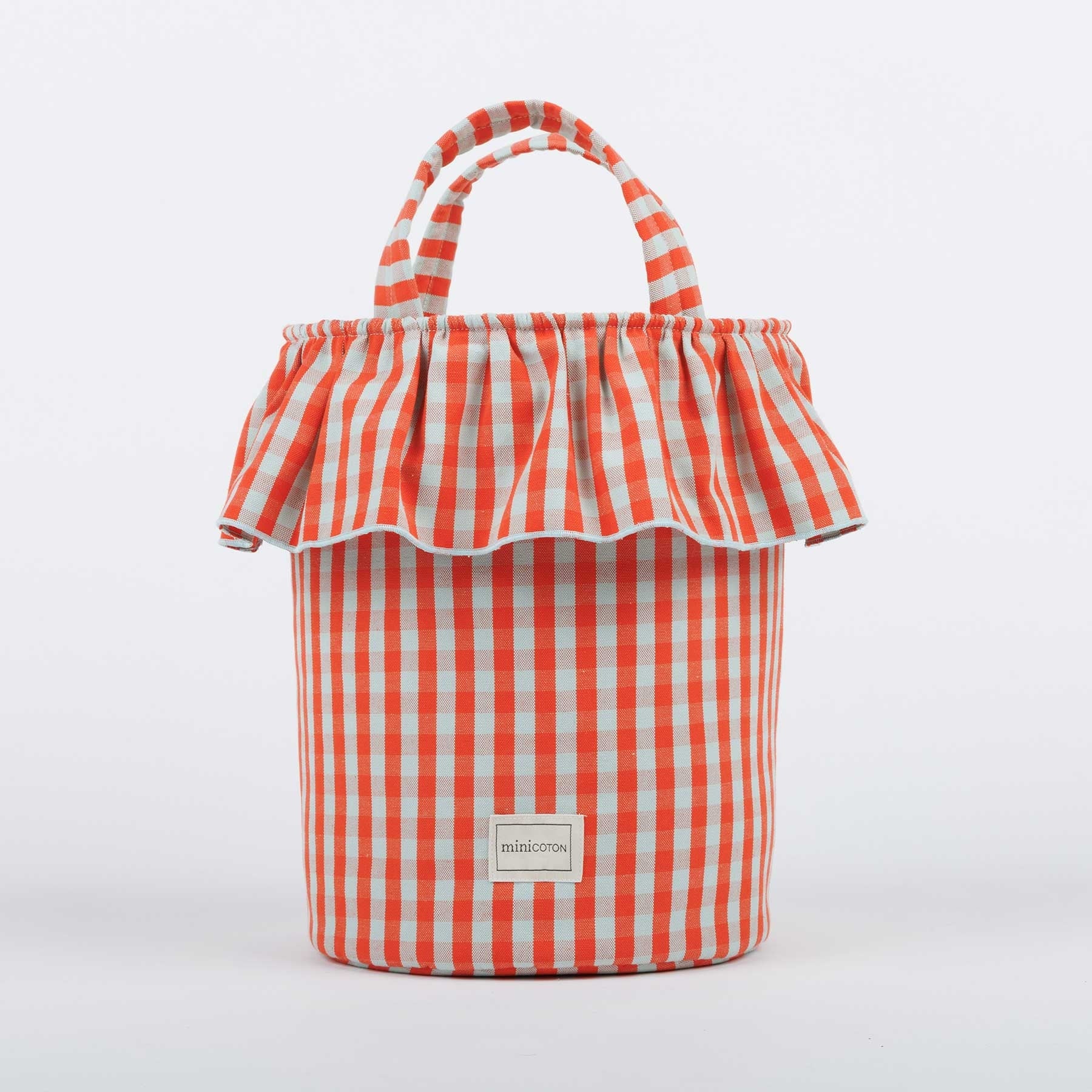 Basket Vichy - Coral + Aqua - Minicoton