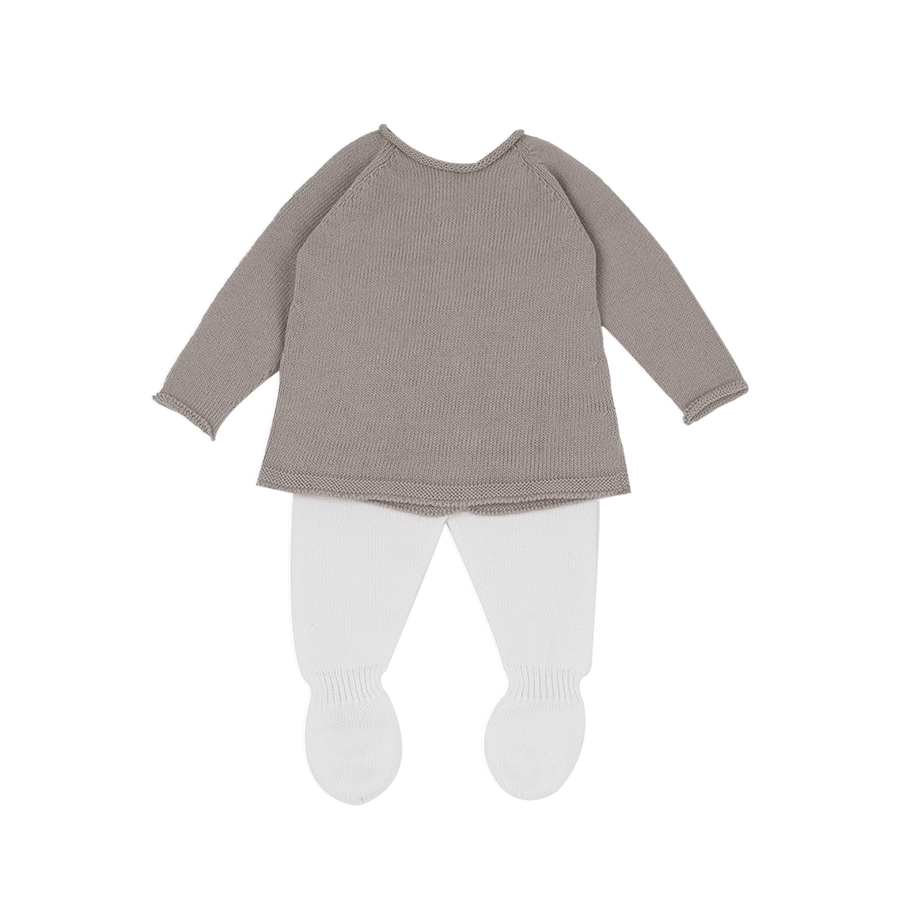 Set Welcome Knit Beige/Blanco - Minicoton