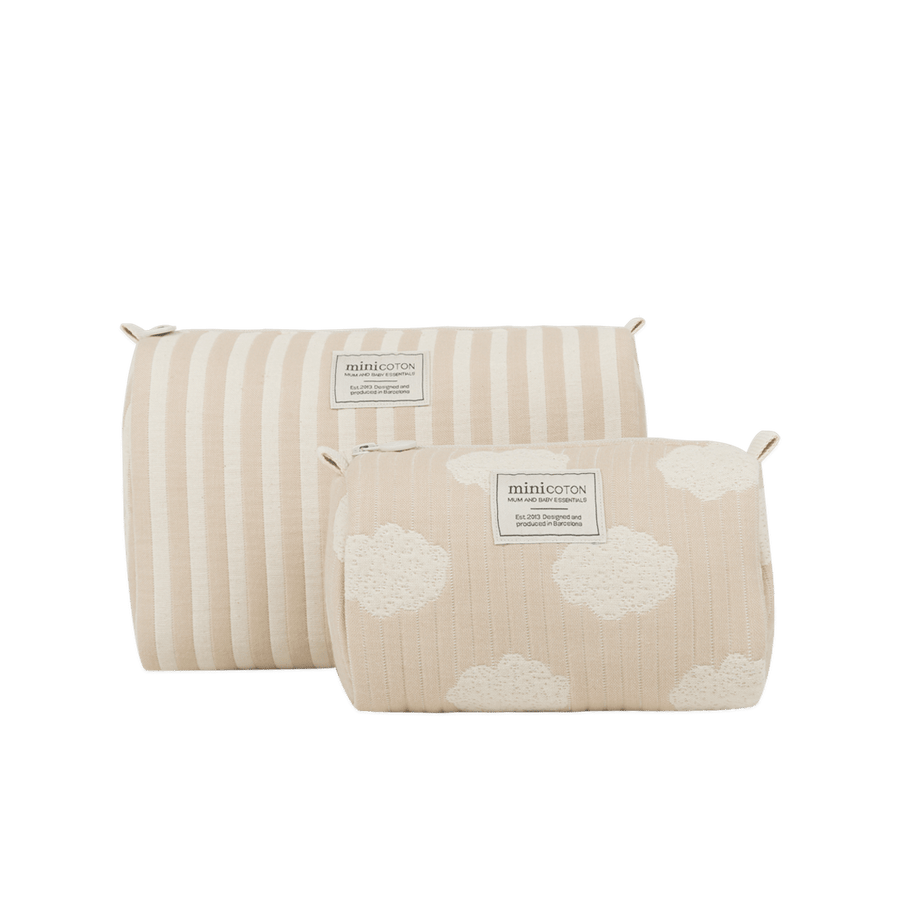Set Neceser Rayas + Nubes Nude - Minicoton