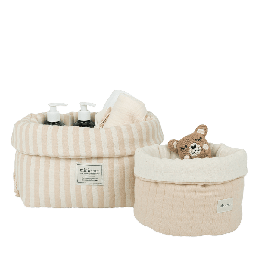 Pack Organizador Cambiador Rayas Nude - Minicoton
