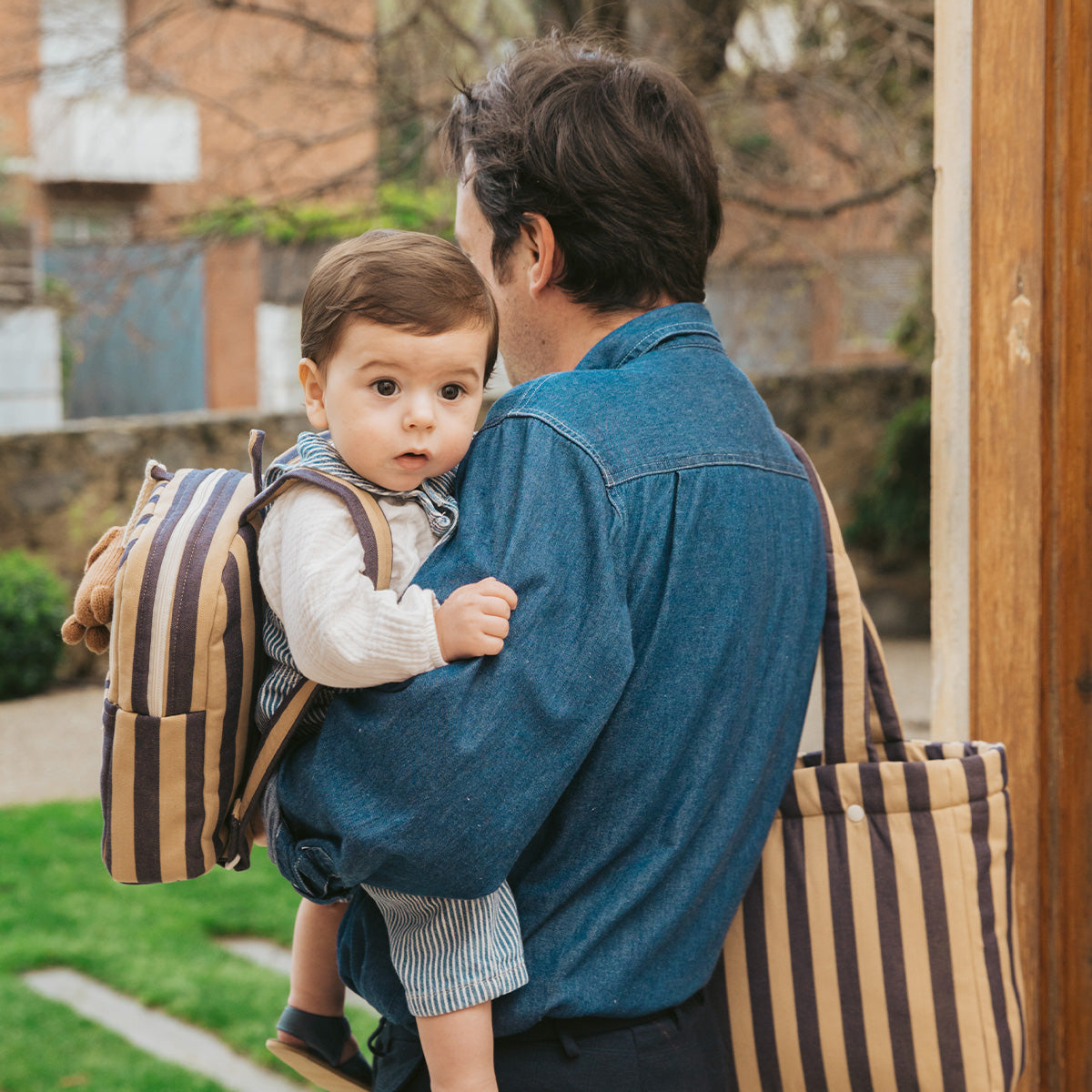 Bolsa Handle Navy + Caramel - Minicoton
