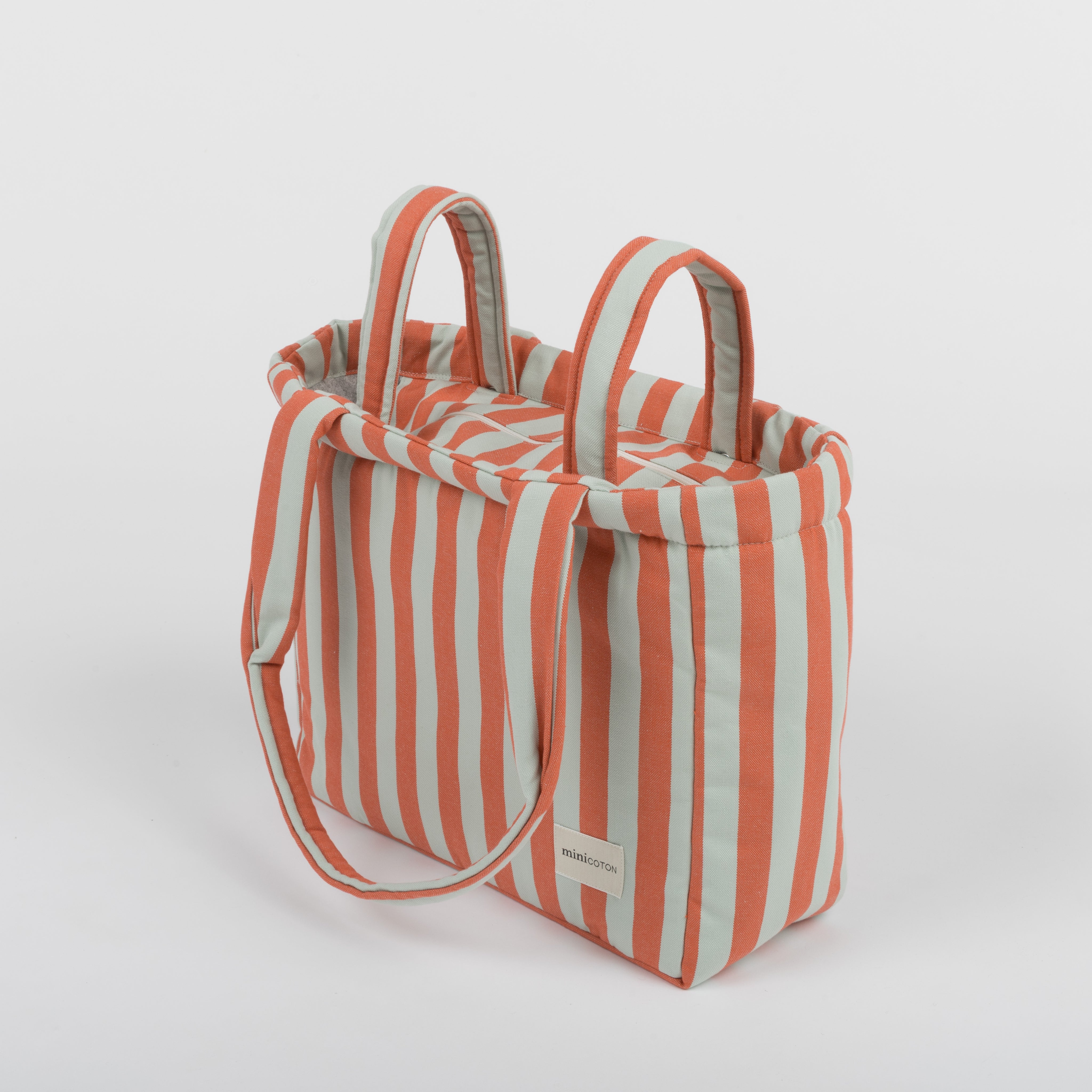 Bolsa Handle Coral + Aqua - Minicoton