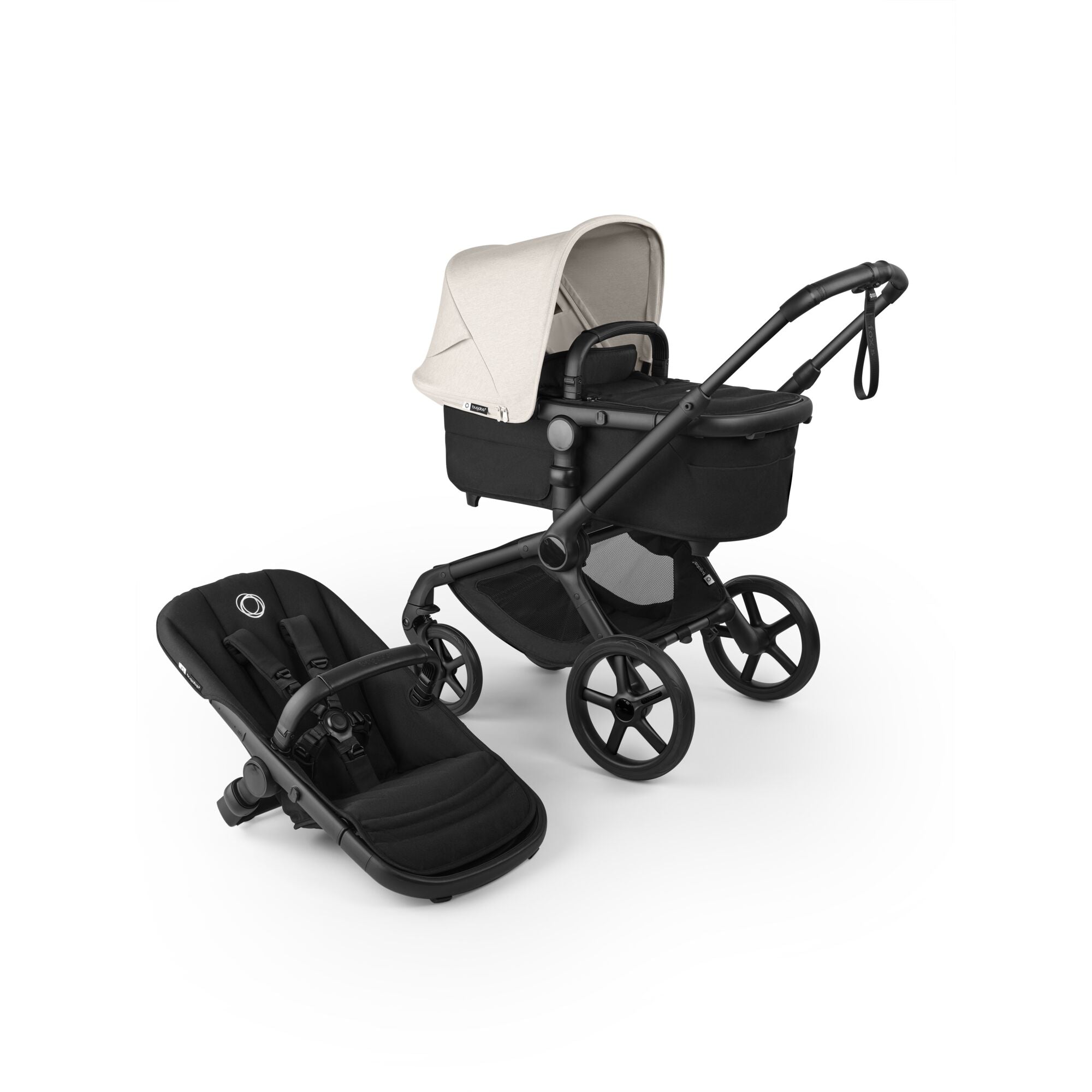 bugaboo fox fresh white pram Bugaboo Fox 5 Renew Stroller+Carrycot Misty White/Black/Black · Minicoton