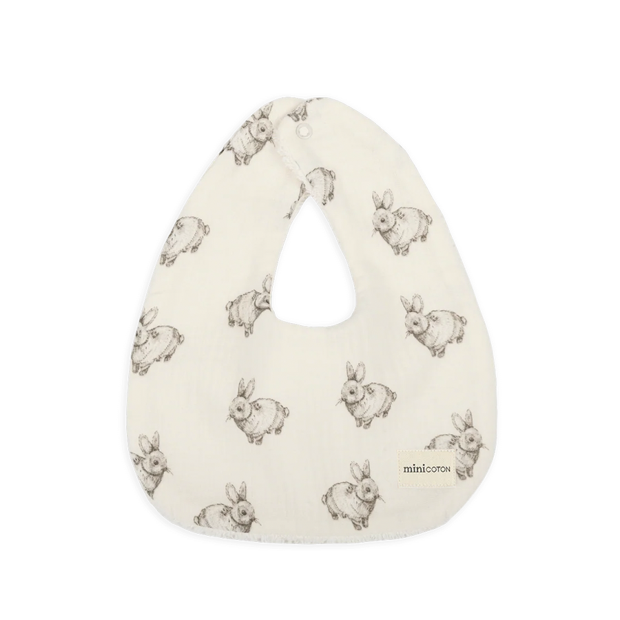 Muslin Bib Rabbit Ecru