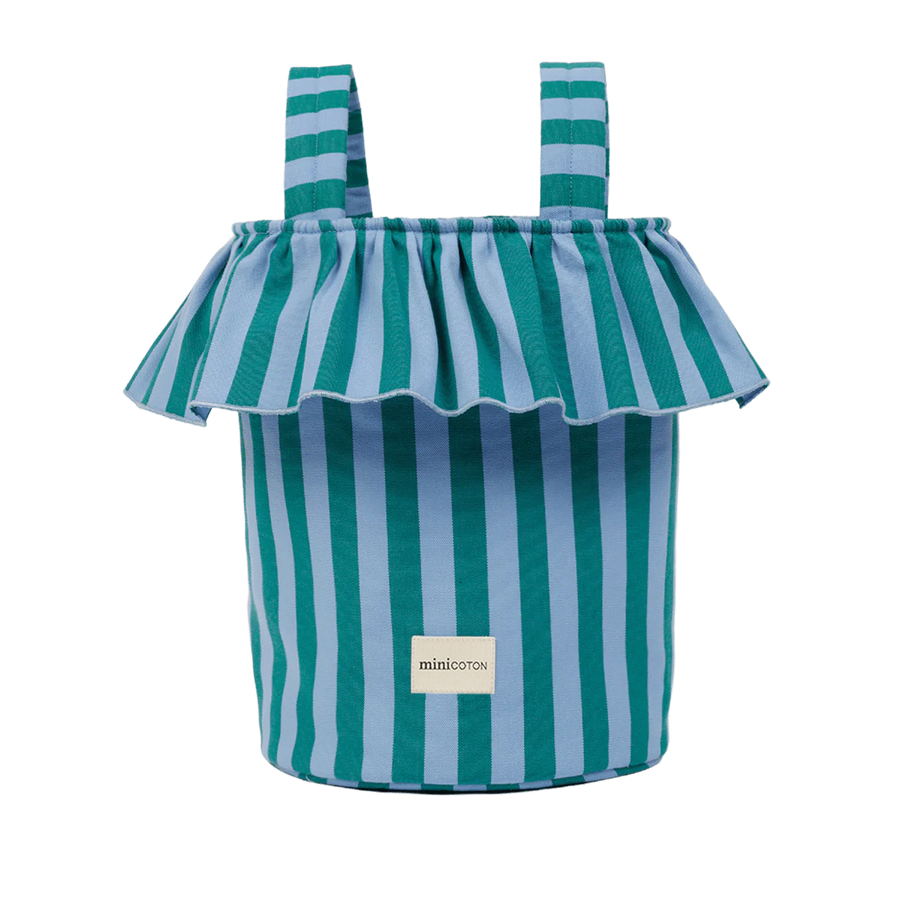 Basket Rayas - Green + Sky Blue