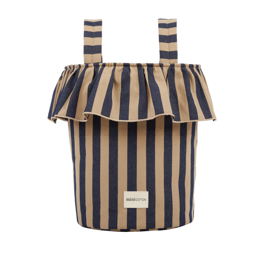 Basket Rayas - Navy + Caramel - PRE ORDER