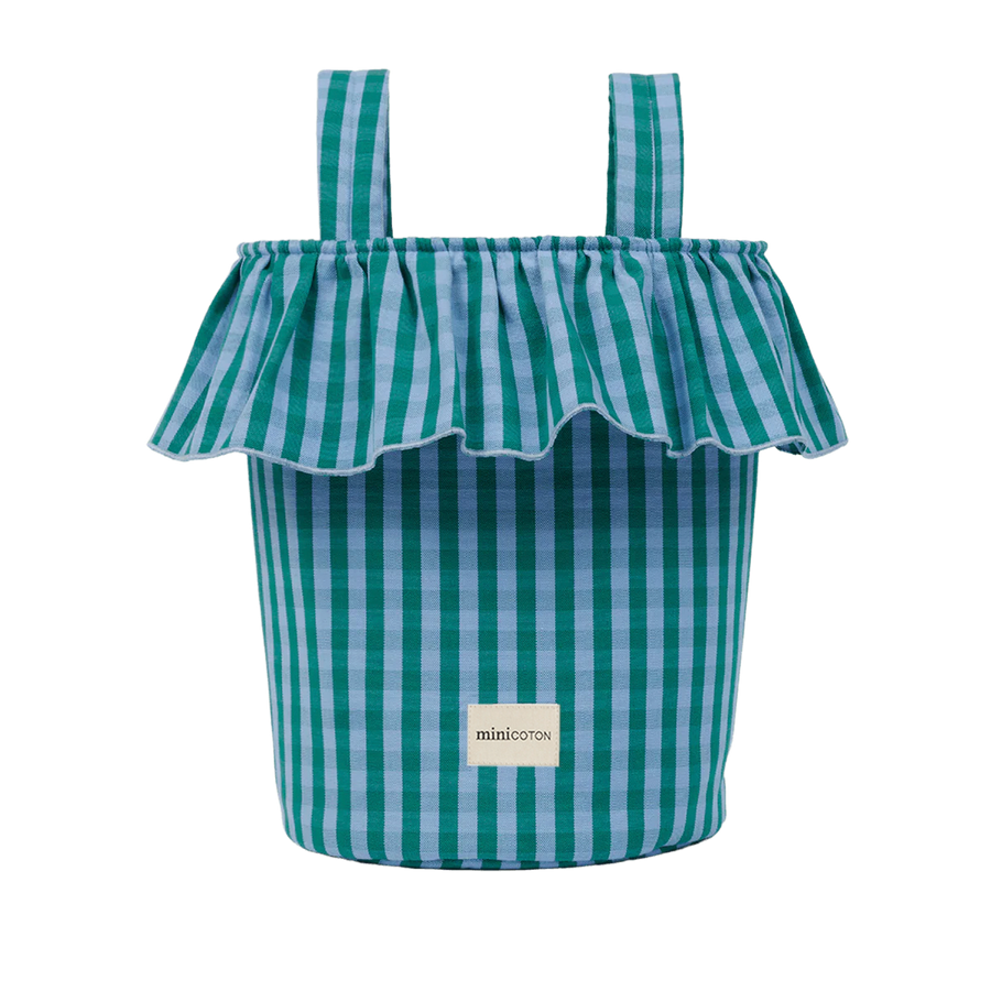 Basket Vichy - Green + Sky Blue