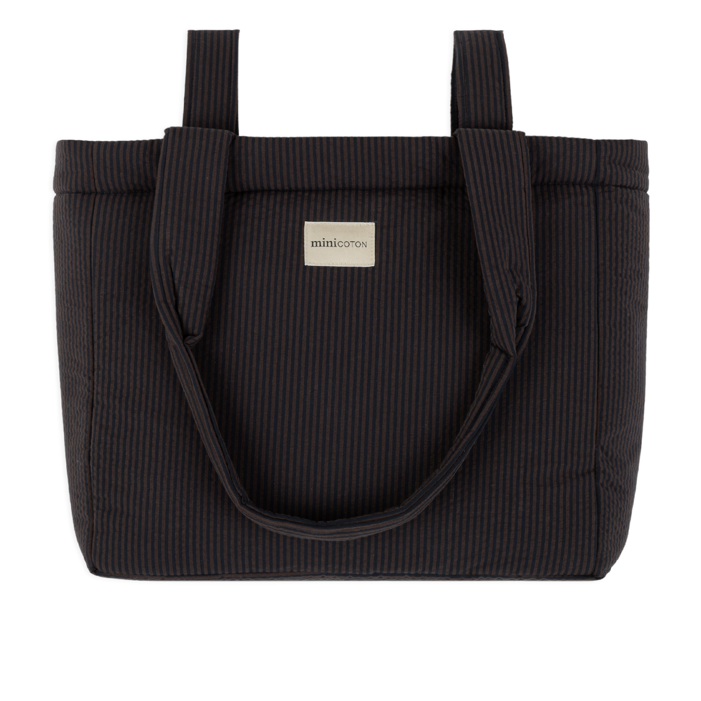 Borsa Handle Righe Caramello