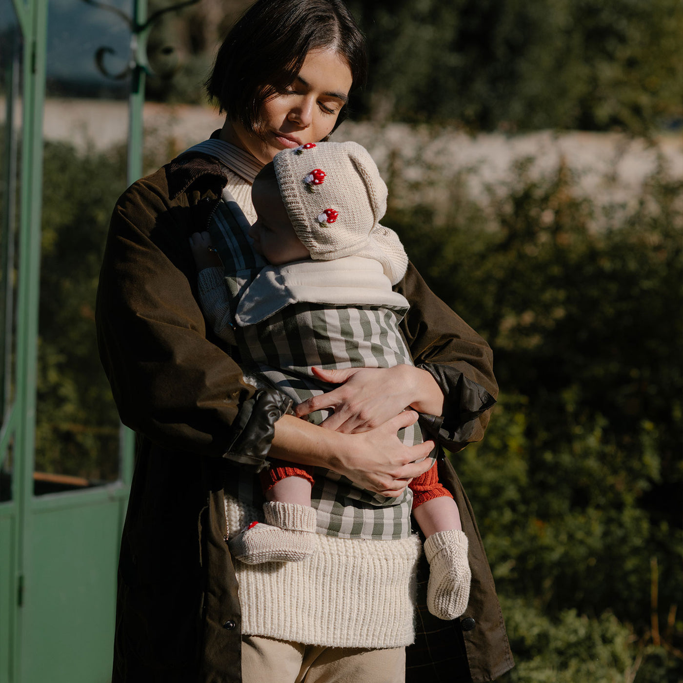 Mochila Porta Bebé Somomu® Vichy Bottle + Sand