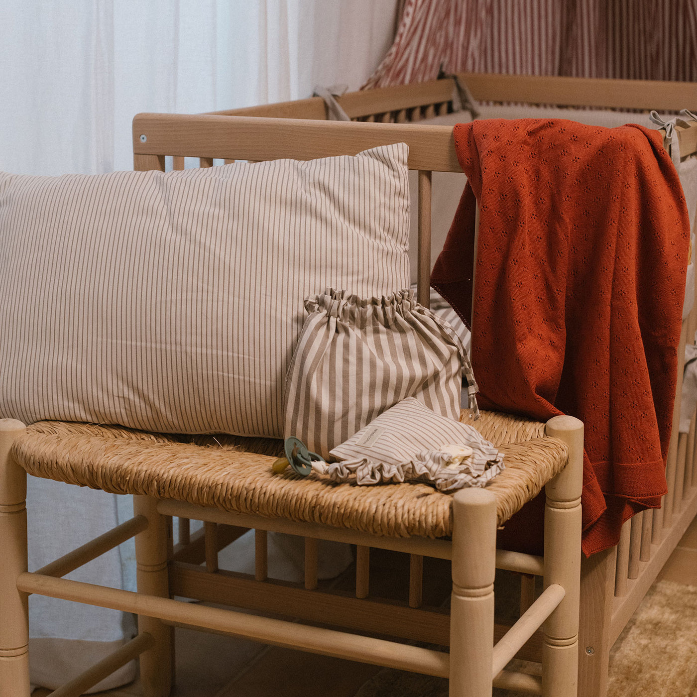 Kissen 40x60 cm Beige Stripes · Minicoton