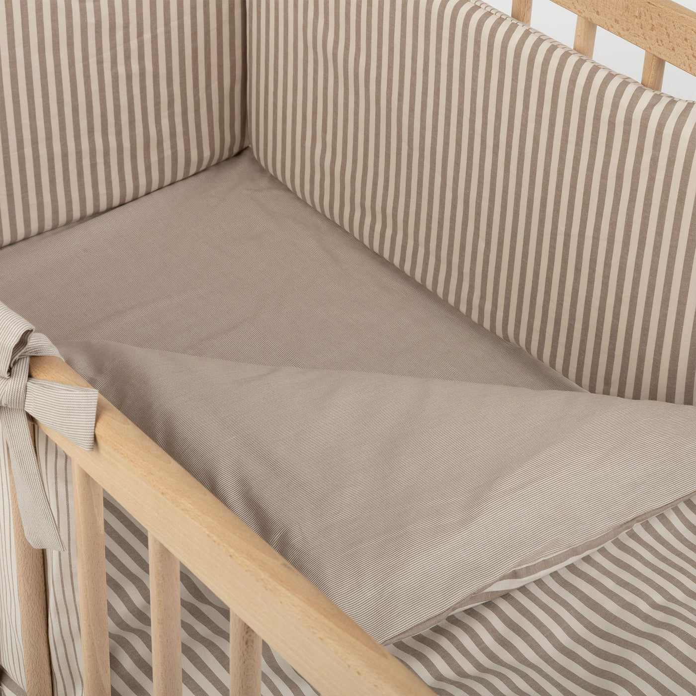 Copripiumino Reversibile Culla Beige Stripes