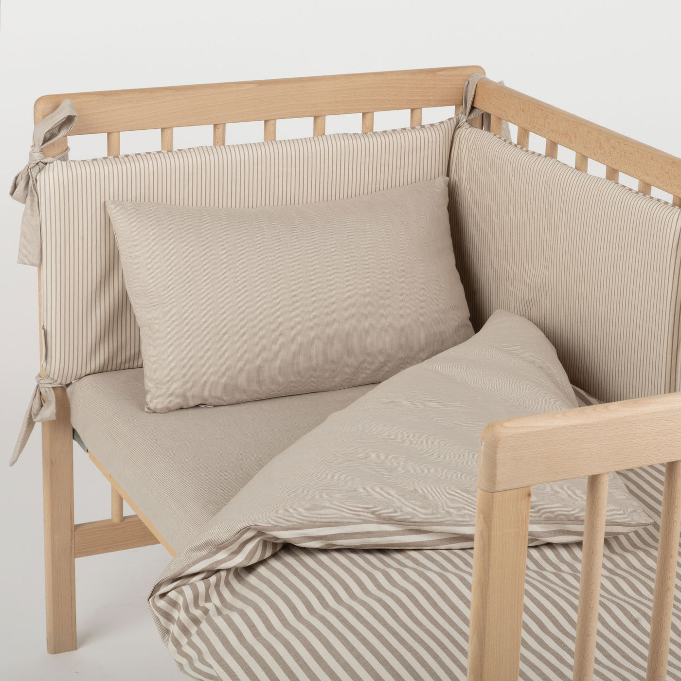 Copripiumino Reversibile Culla Beige Stripes