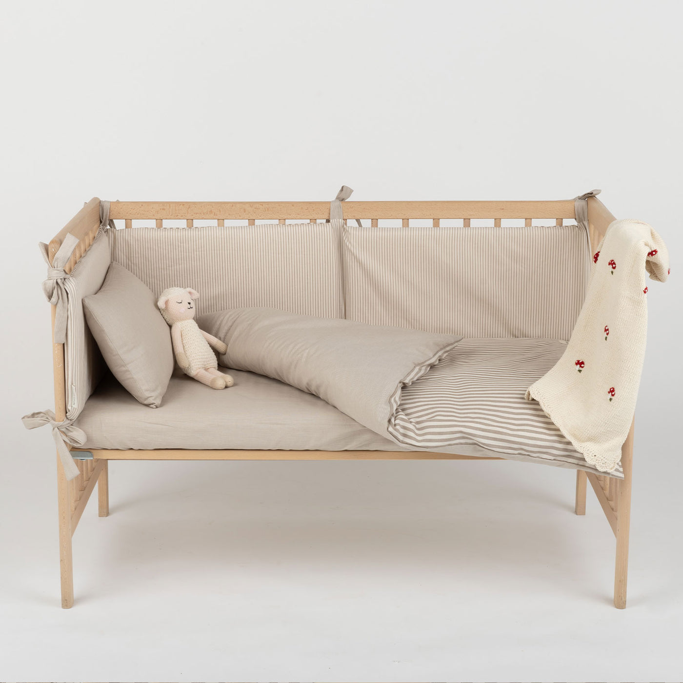 Copripiumino Reversibile Culla Beige Stripes
