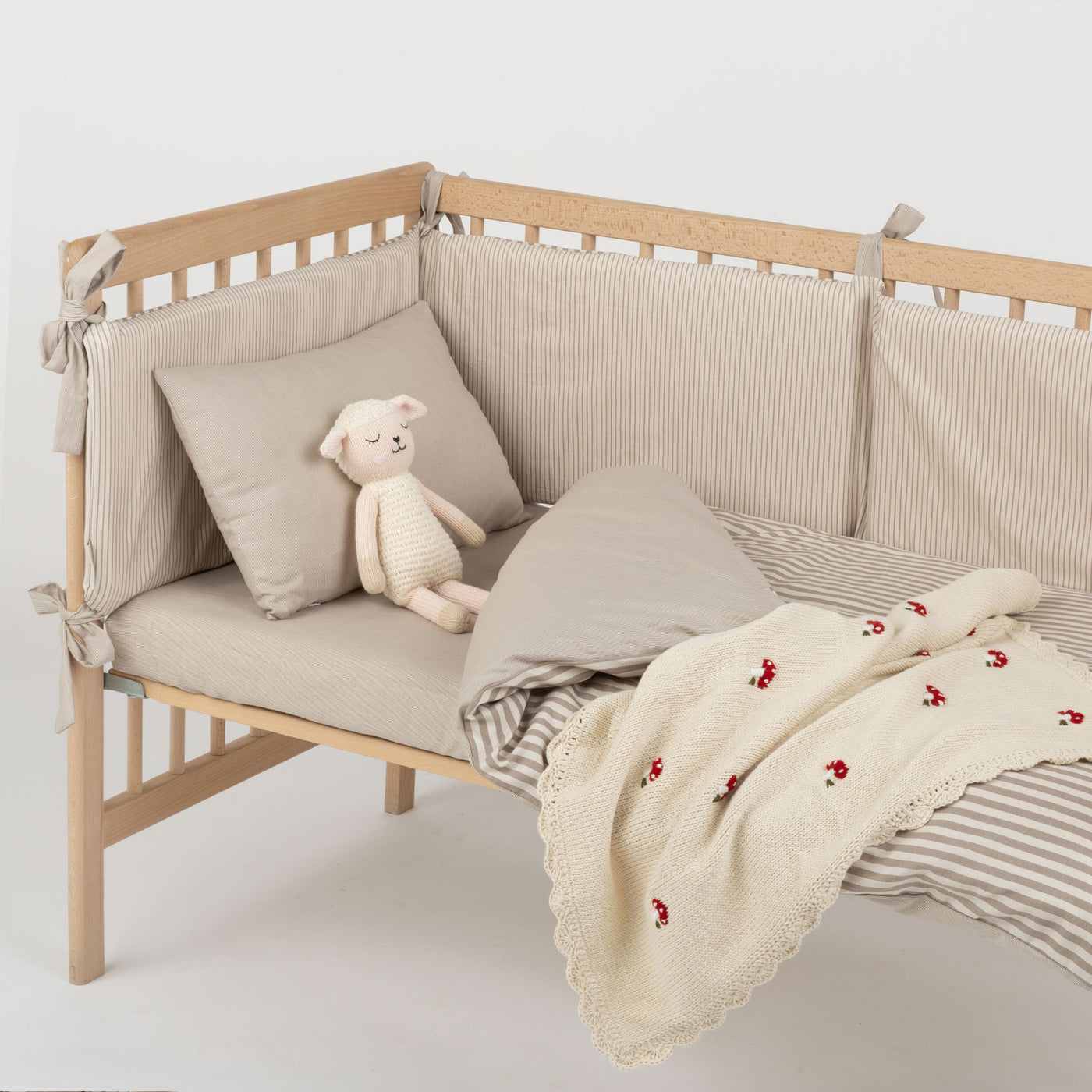 Copripiumino Reversibile Culla Beige Stripes