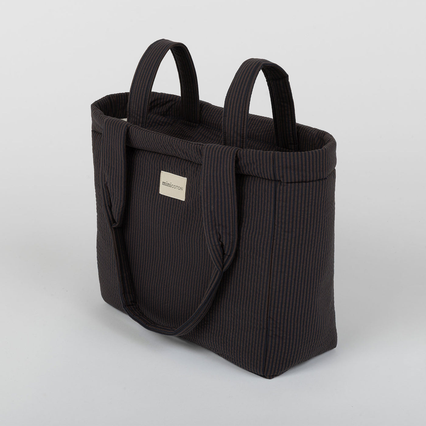 Borsa Handle Righe Caramello