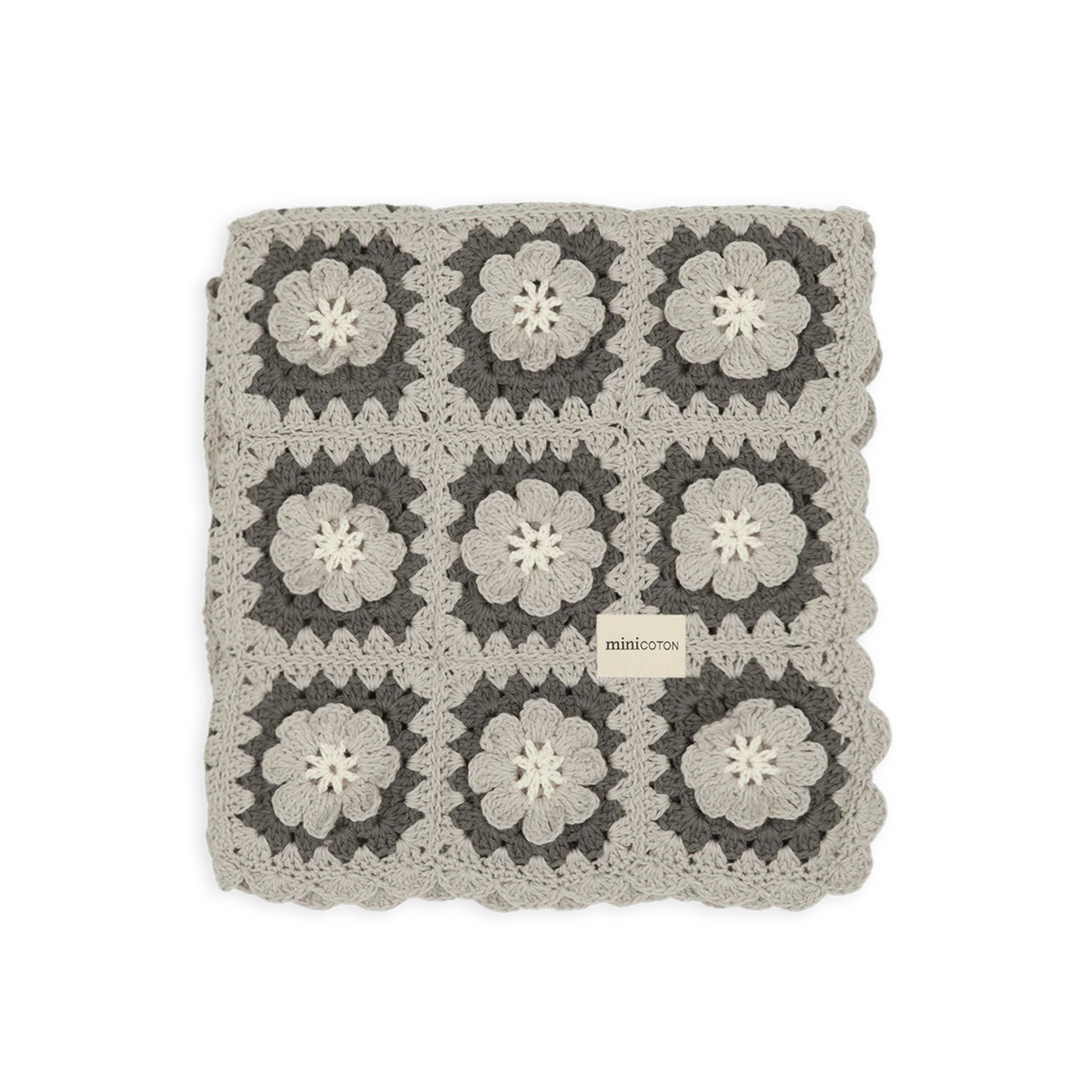 Manta Crochet Flower Blue