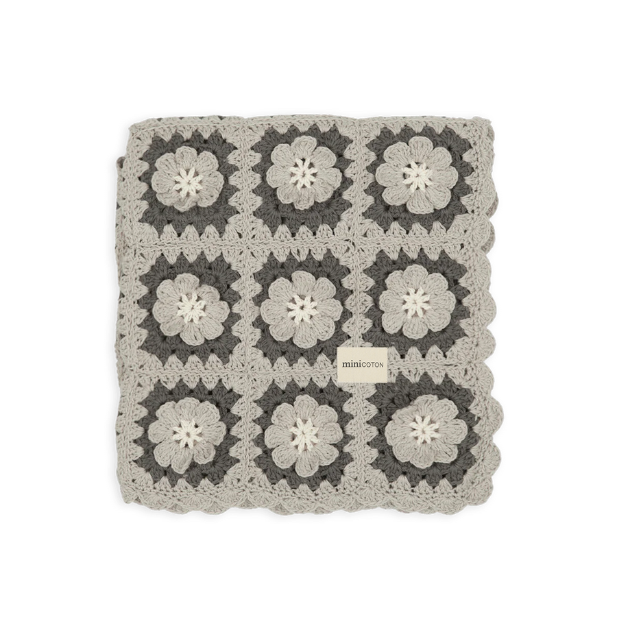 Decke Crochet Flower Blue