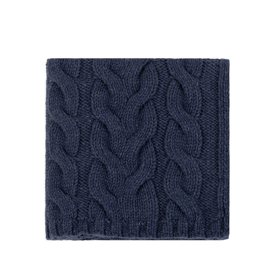 Couverture Tricot Torsadé Navy Melange
