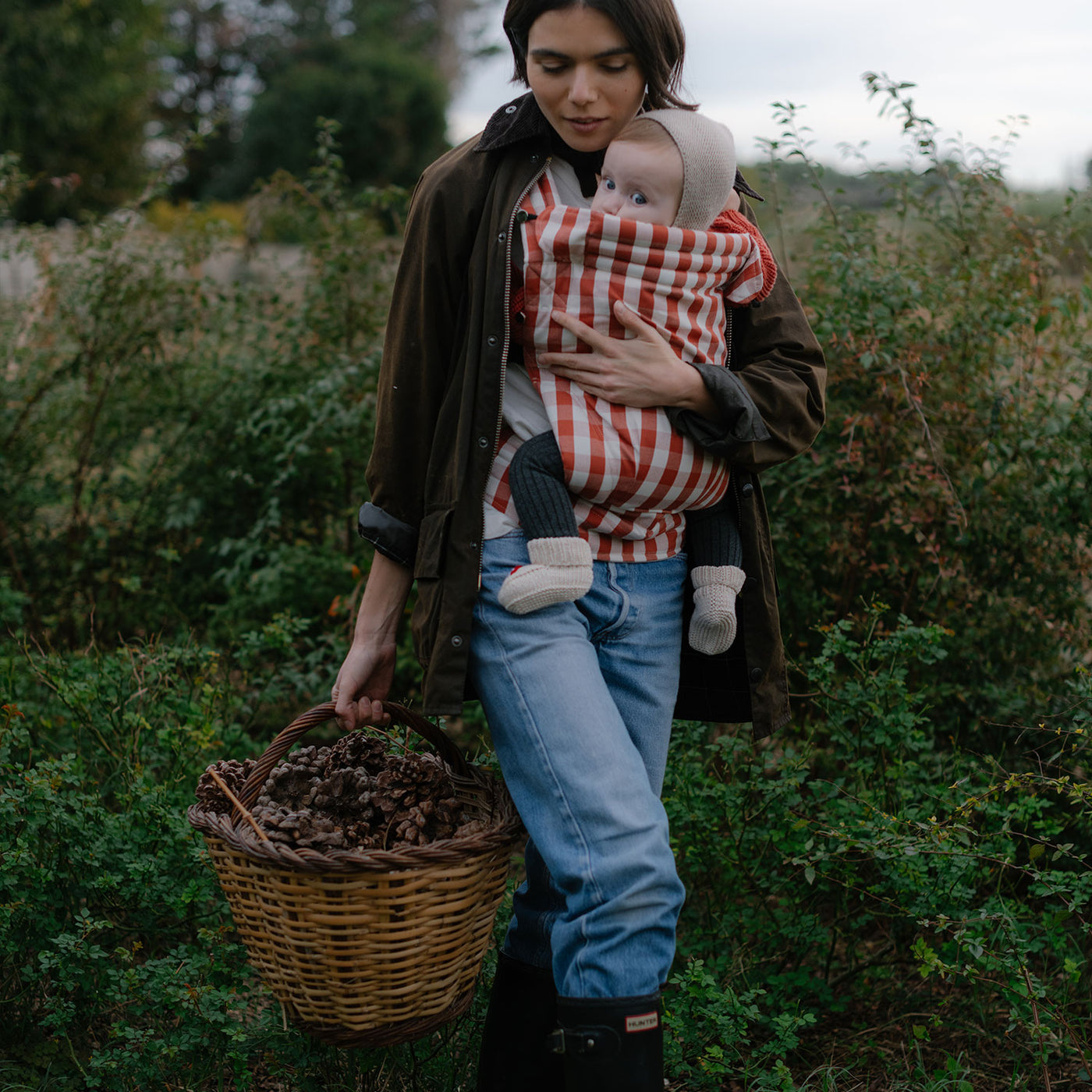 Babytrage Rucksack Somomu® Vichy Rot + Off White