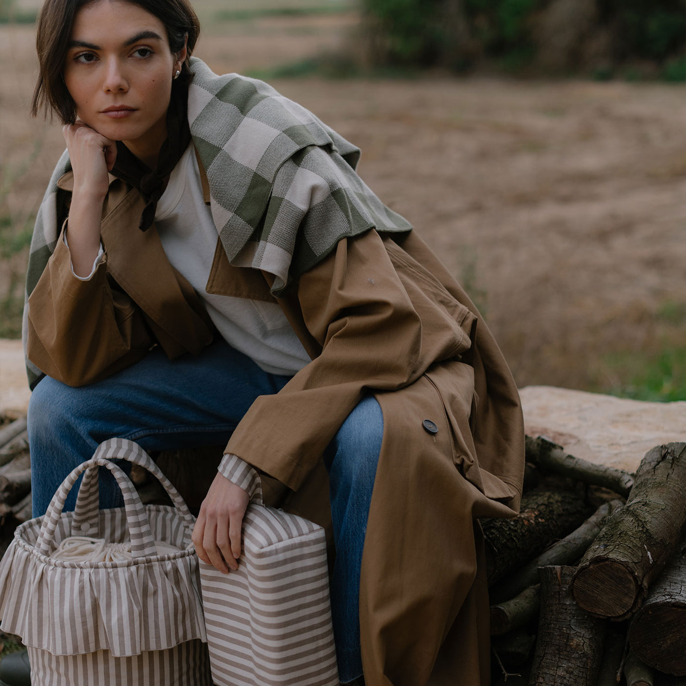 Set Neceseres Loop Beige Stripes