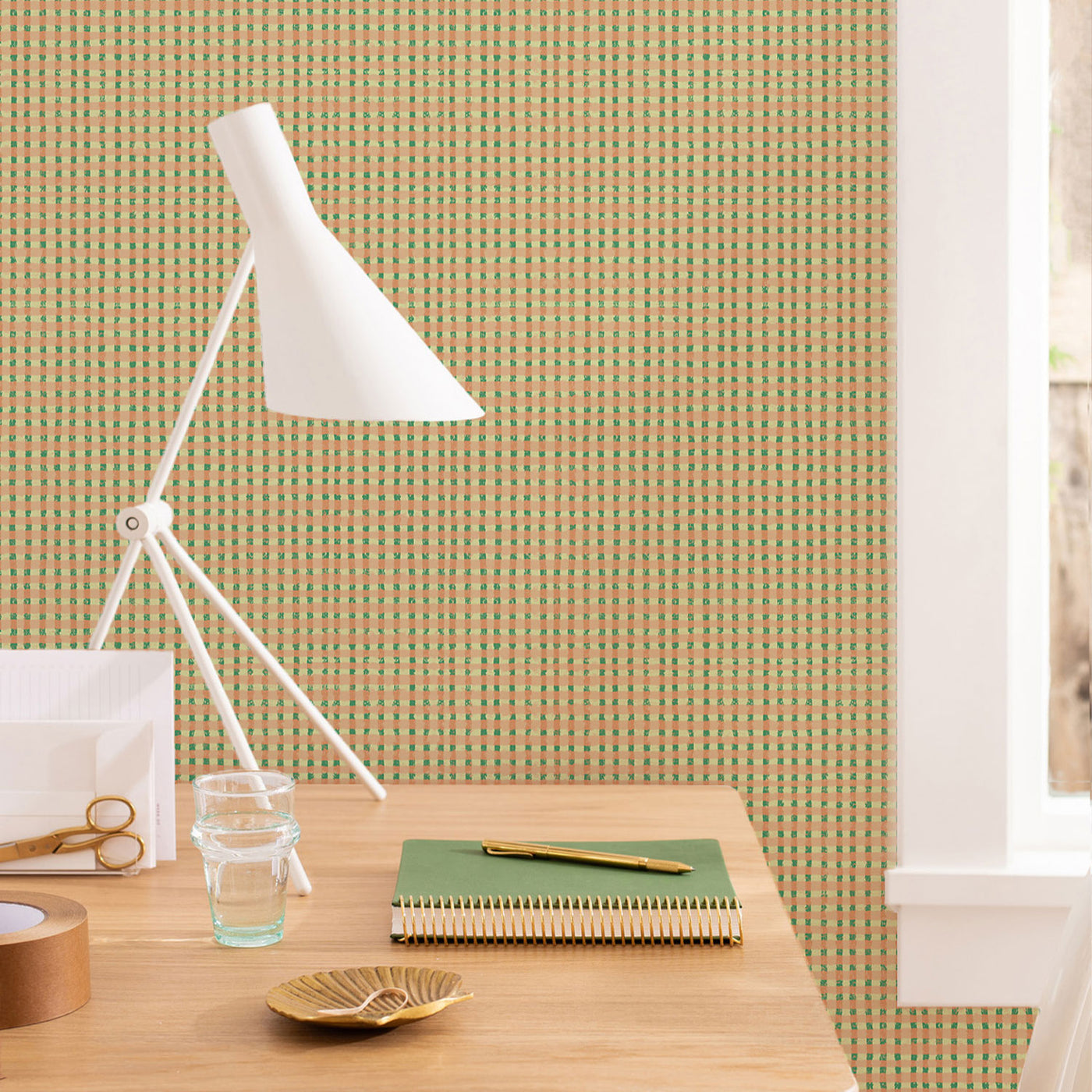 Papier Peint À Carreaux Beige